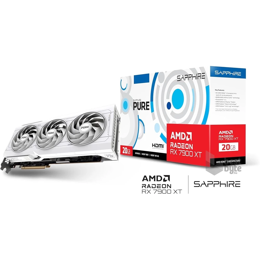 Sapphire Pure AMD Radeon RX 7900 XT 20GB DDR6 320bit PCIe videókártya