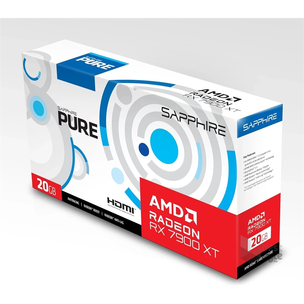 Sapphire Pure AMD Radeon RX 7900 XT 20GB DDR6 320bit PCIe videókártya