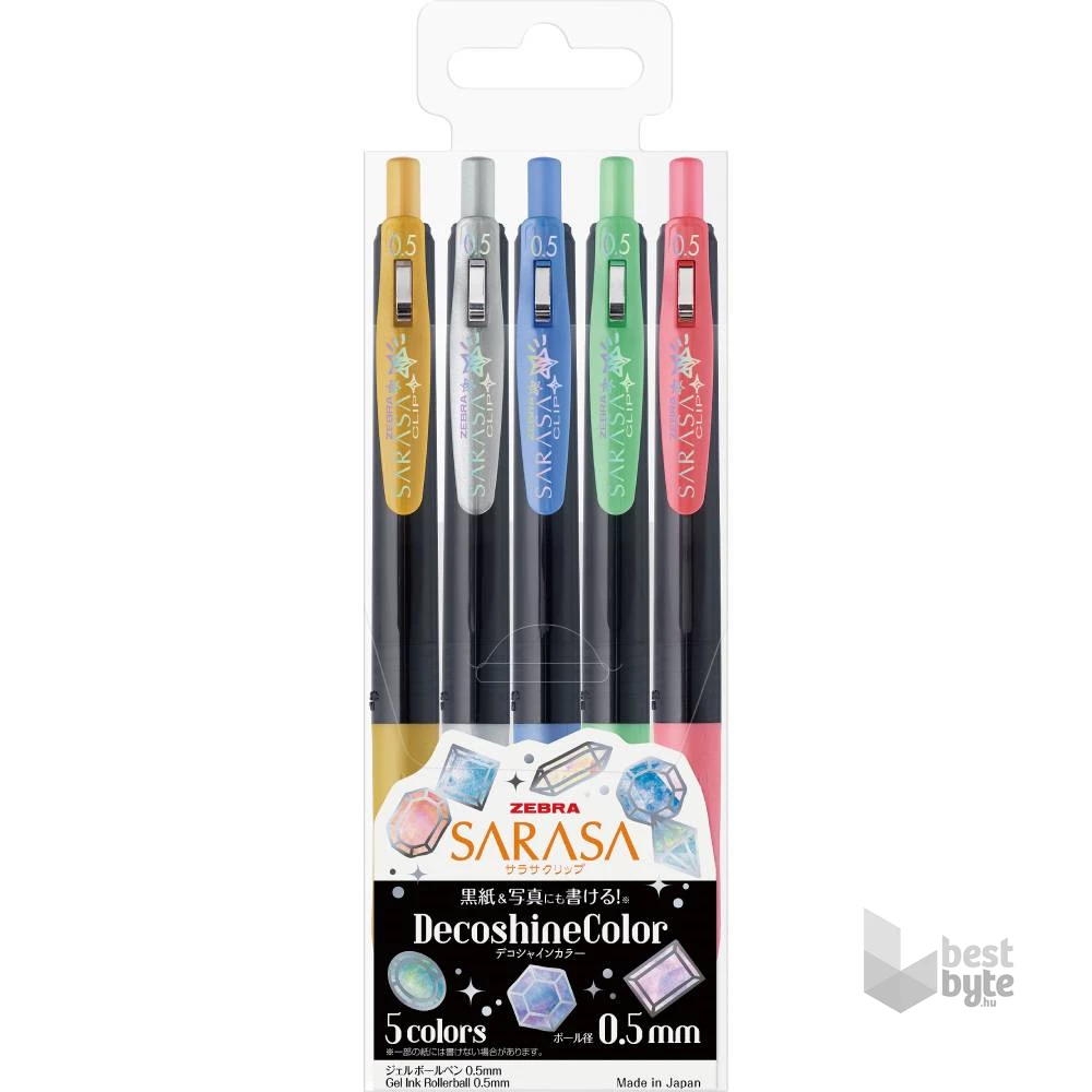 Sarasa Clip 0,5 Decoshine 5 Colour Set zselés toll
