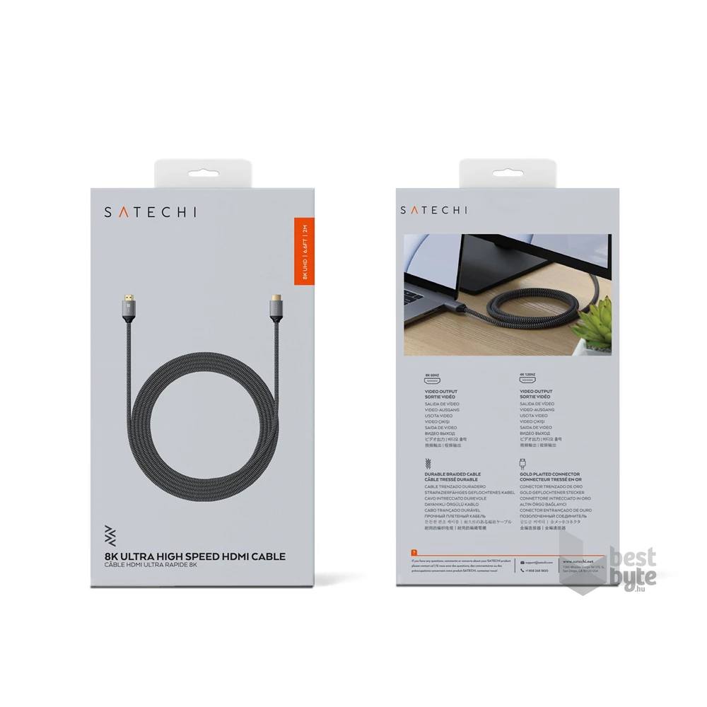 Satechi ST-8KHC2MM 2m 8K HDMI fekete kábel
