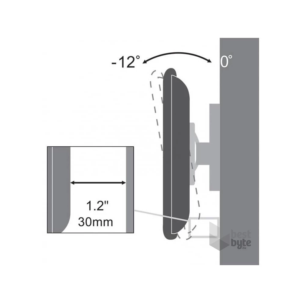 Sbox LCD-100 13"-30" VESA 100x100 dönthető fali konzol