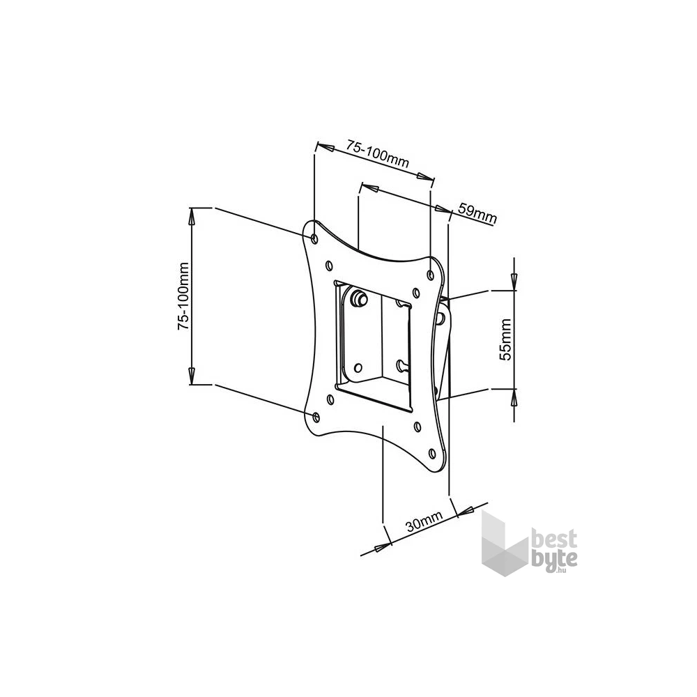 Sbox LCD-100 13"-30" VESA 100x100 dönthető fali konzol