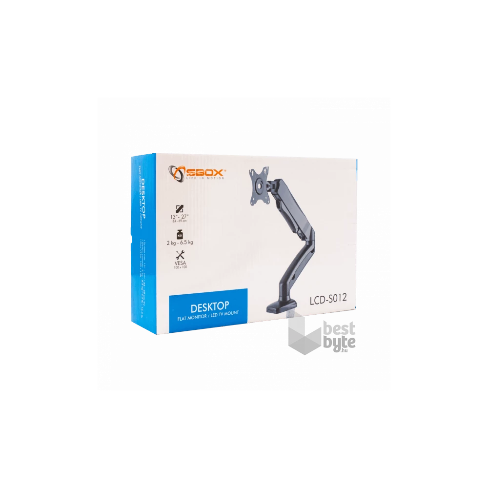 Sbox LCD-S012 17"-27" VESA 100x100 dönthető, forgatható asztali monitor tartó konzol