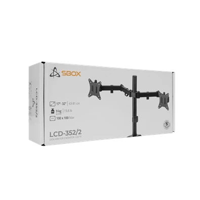 Sbox LCD-352/2-2 17"-32" dönthető, forgatható asztali dual monitor tartó konzol