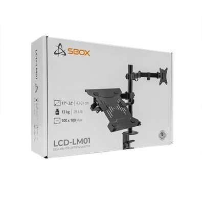 Sbox LCD-LM01-2 13"-27" asztali laptop és monitor tartó konzol