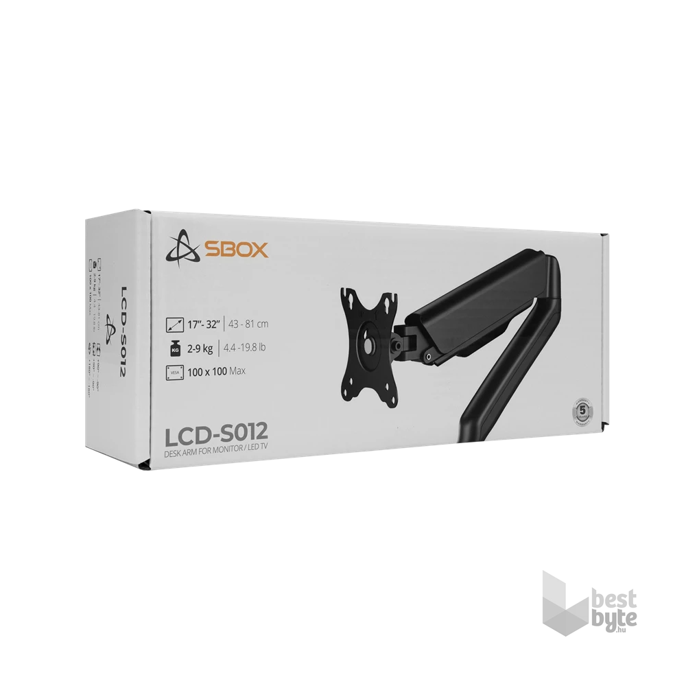 Sbox LCD-S012-2 17"-32" dönthető, forgatható asztali monitor tartó konzol
