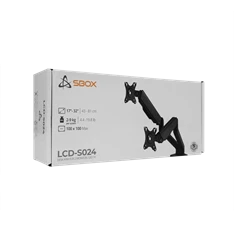 Sbox LCD-S024-2 17"-32" dönthető, forgatható asztali dual monitor tartó konzol
