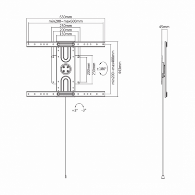 Sbox PLB-1246F 37"-80" 360° elfogatható TV fali konzol