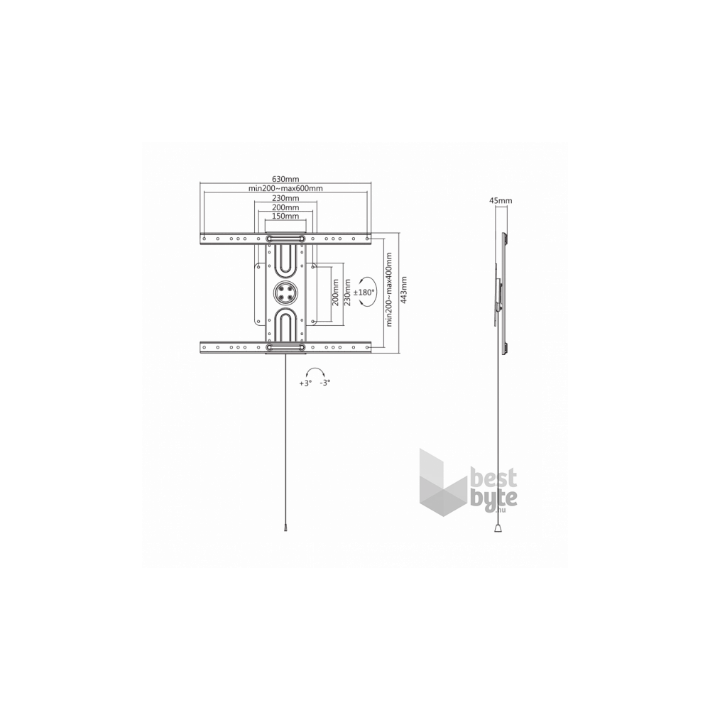 Sbox PLB-1246F 37"-80" 360° elfogatható TV fali konzol