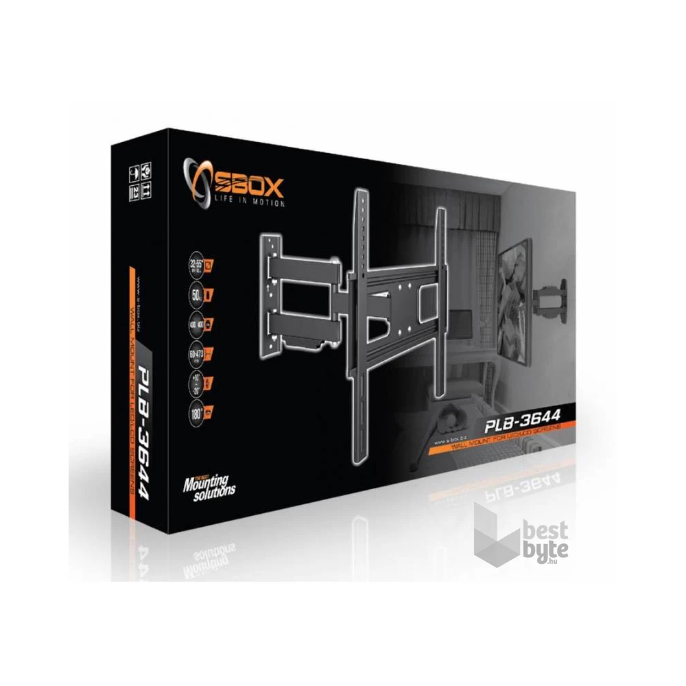 Sbox PLB-3644 32"-55" VESA 400x400 dönthető, forgatható, karos fali konzol