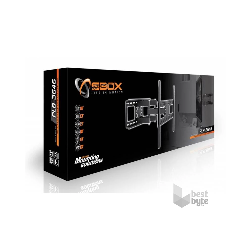 Sbox PLB-3646 37"-70" VESA 600x400 dönthető, dupla karos fali konzol