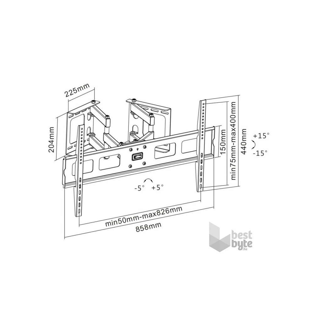 Sbox PLB-1348 37"-63" VESA 800x400 TV sarok fali konzol