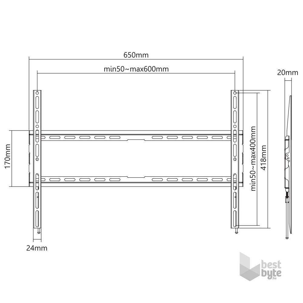 Sbox PLB-2264F-2 37"-80" fix fali TV konzol
