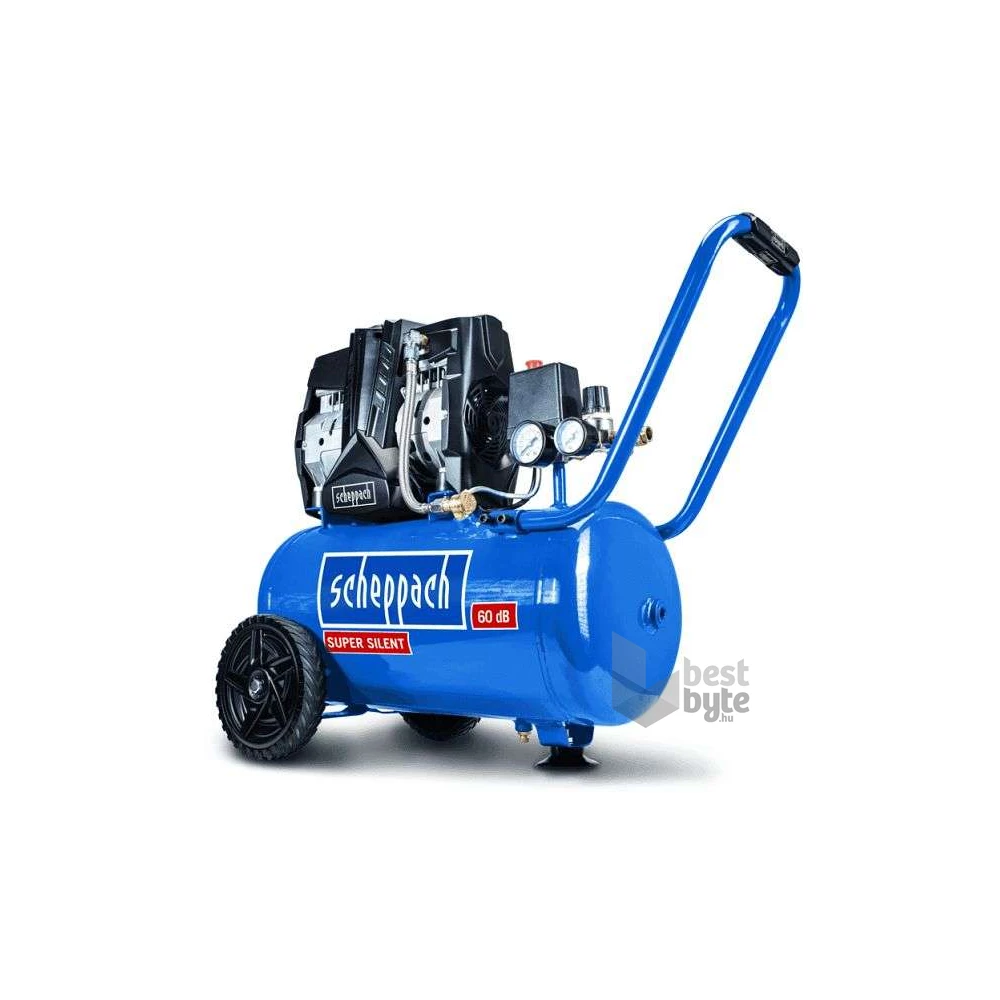 Scheppach HC 25 Si - 24 literes, 8 bar csendes olajmentes kéthengeres kompresszor