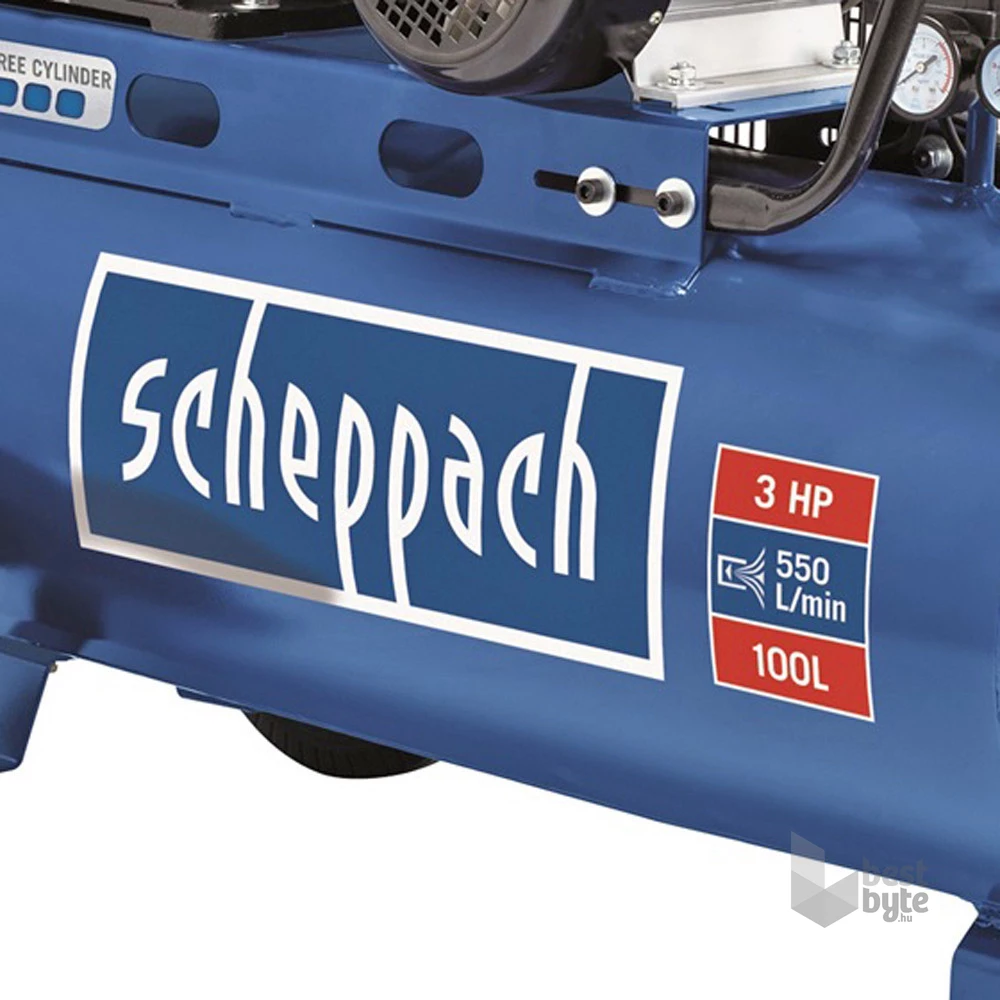 Scheppach HC 550 tc 100 literes olajkenésű háromhengeres ékszíjas kompresszor