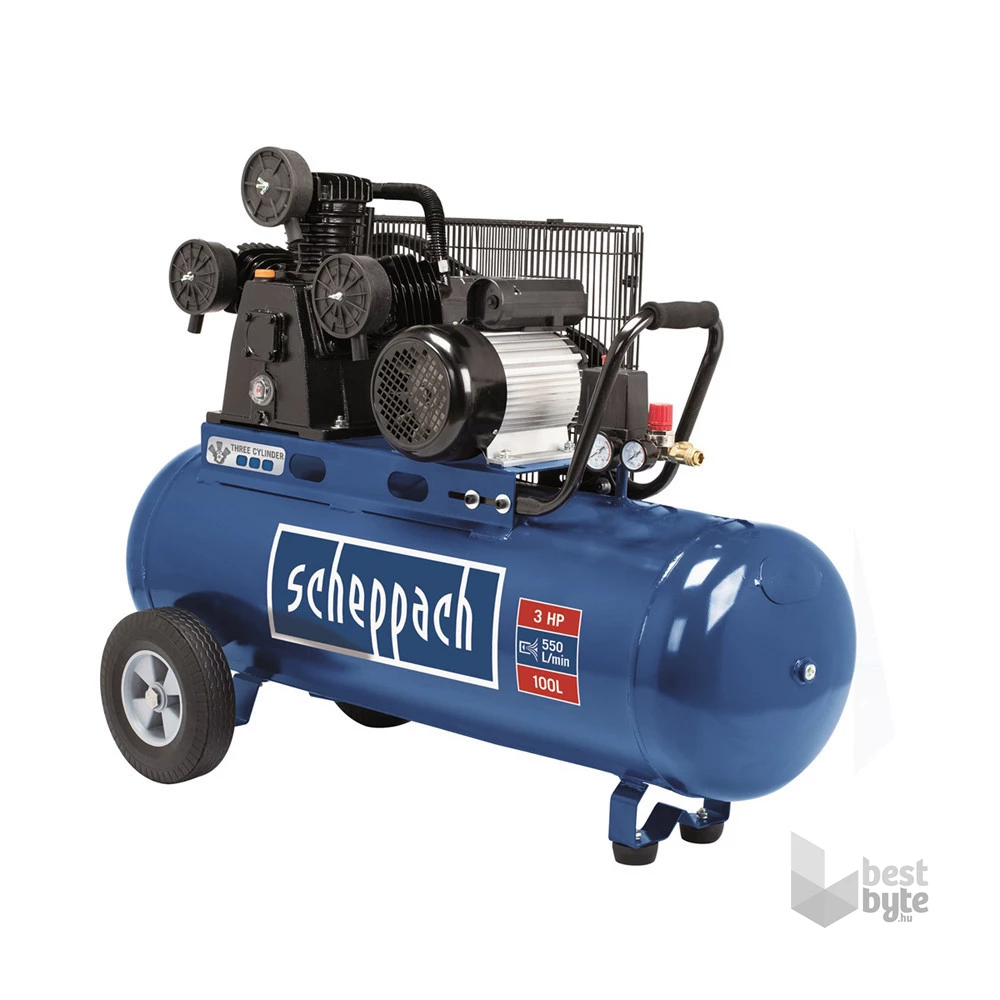 Scheppach HC 550 tc 100 literes olajkenésű háromhengeres ékszíjas kompresszor