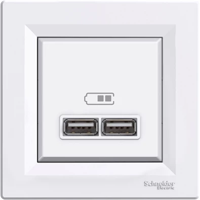 Schneider EPH2700221 ASFORA 2.1A/A+A/fehér dupla USB töltő