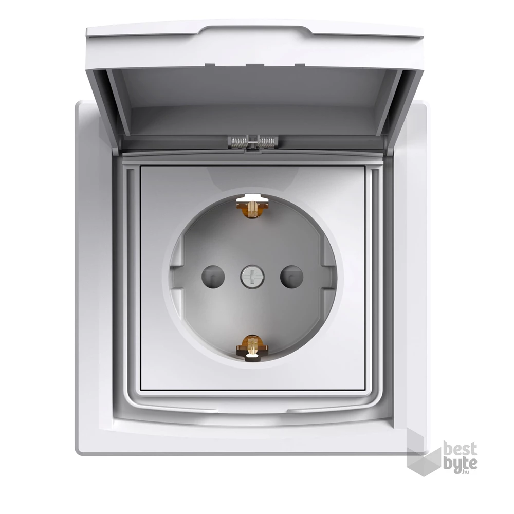 Schneider EPH3100321 ASFORA GYV/csapfedeles/IP44/kerettel/fehér 2P+F csatlakozóaljzat