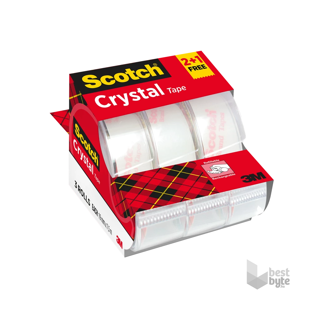 Scotch Crystal Clear 19mmx7,5m 2+1 ragasztószalag-adagoló