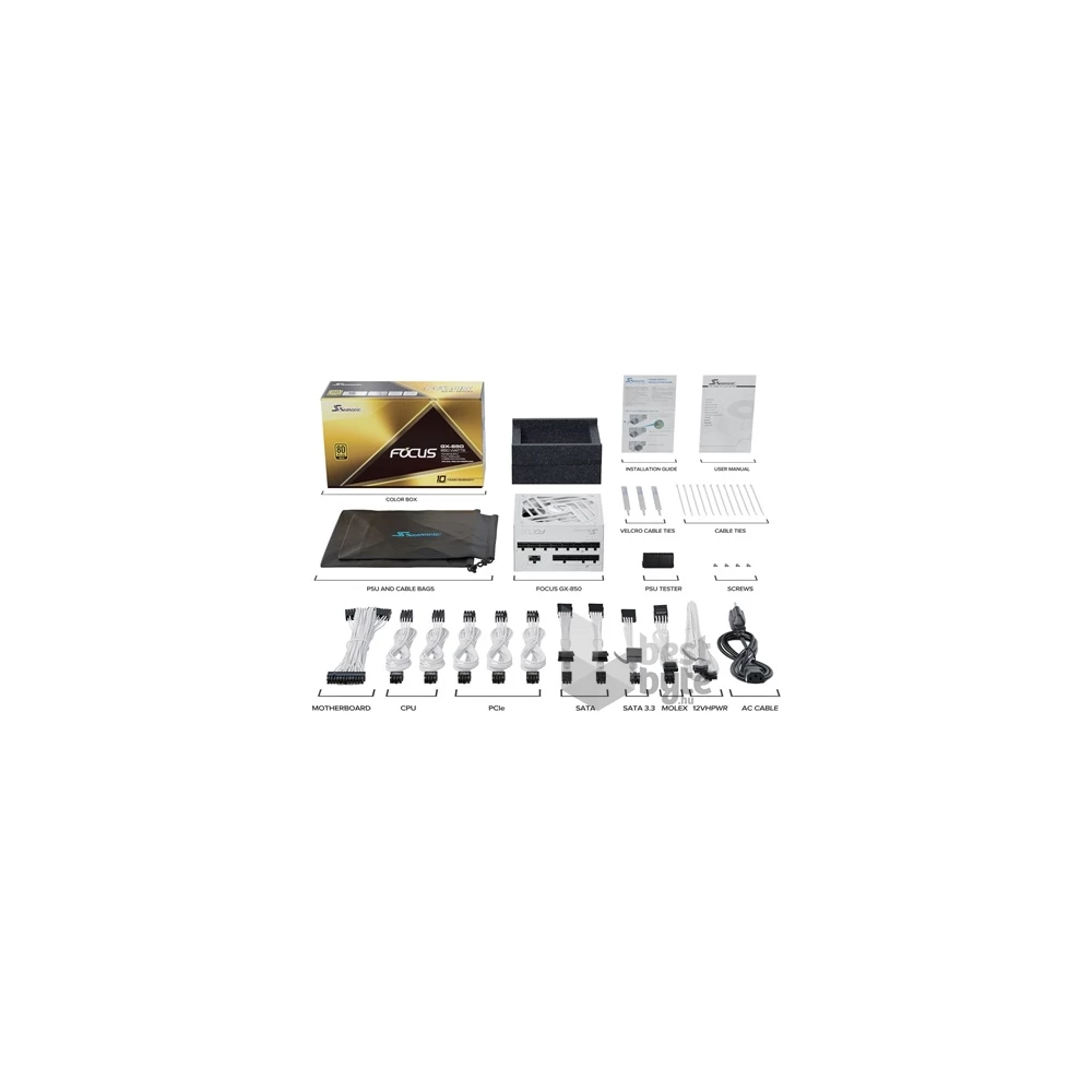 Seasonic Focus GX White ATX 3.0 ATX desktop tápegység 850W 80+ Gold BOX