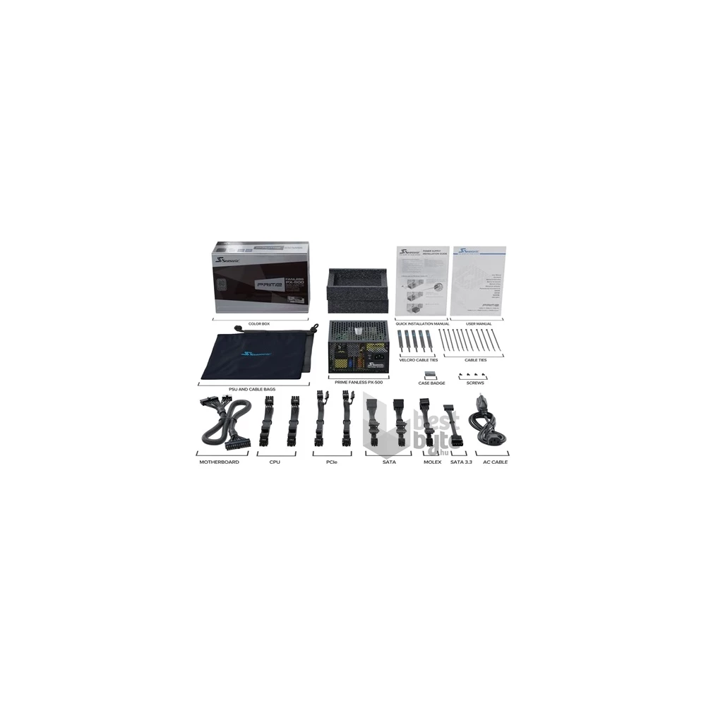 Seasonic Prime Fanless PX-500 ATX silent desktop tápegység 500W 80+ Platinum BOX