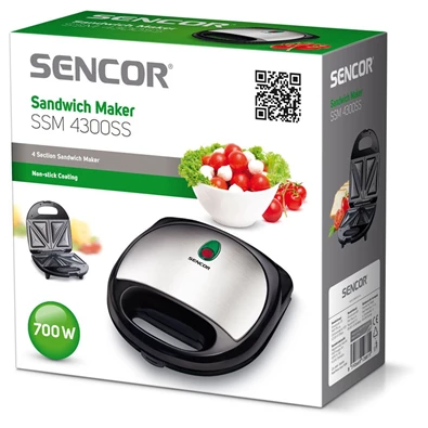 Sencor SSM 4300SS inox-fekete szendvicssütő