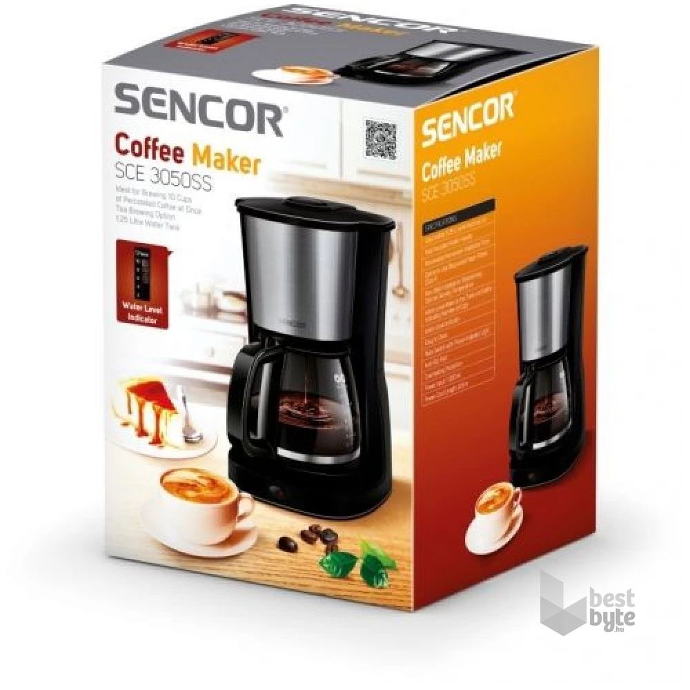 Sencor SCE 3050SS fekete 10 személyes filteres kávéfőző