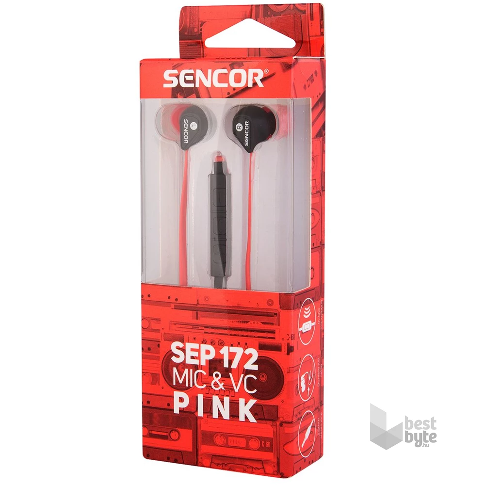 Sencor SEP 172 mikrofonos rózsaszín fülhallgató