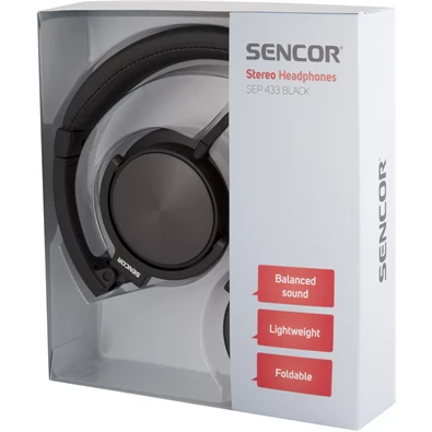 Sencor SEP 433 mikrofonos fekete fejhallgató