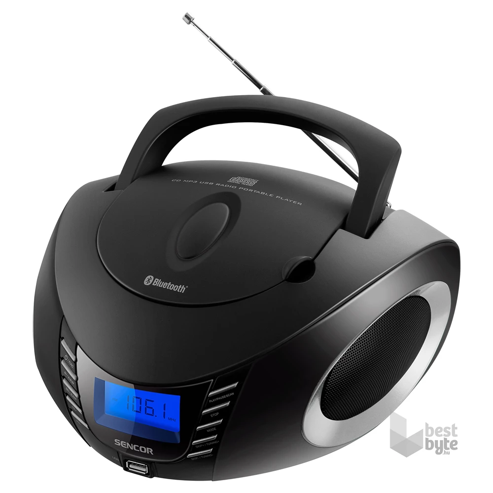 Sencor SPT 3600 BS Bluetooth hordozható fekete-ezüst CD-s rádió
