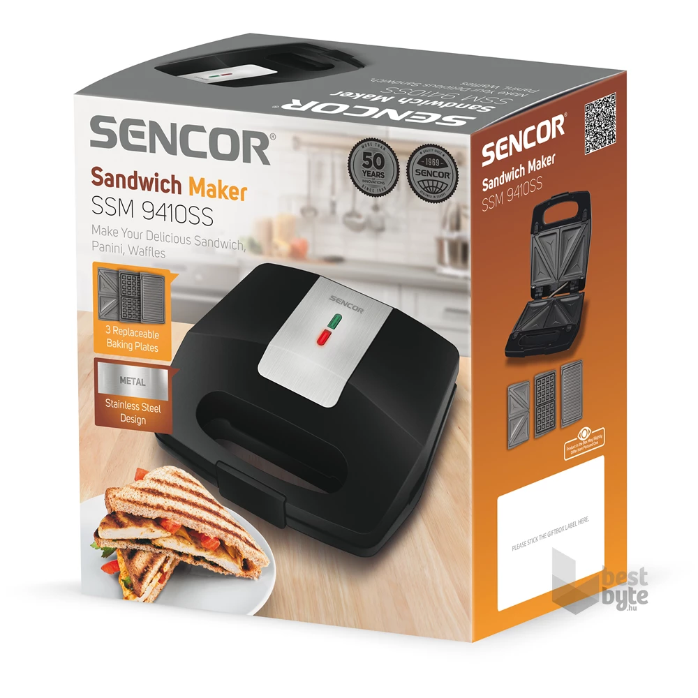 Sencor SSM 9410SS 3in1 inox-fekete gorfi - grill/panini - szendvicssütő