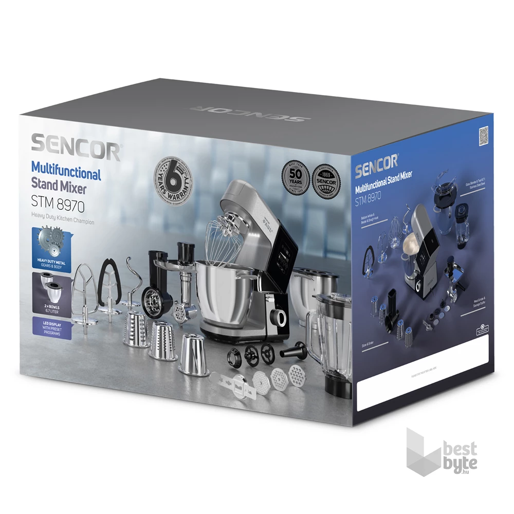 Sencor STM 8970 Paul 3 1800W, 1,5L+6,7L, fekete-ezüst konyhai robotgép