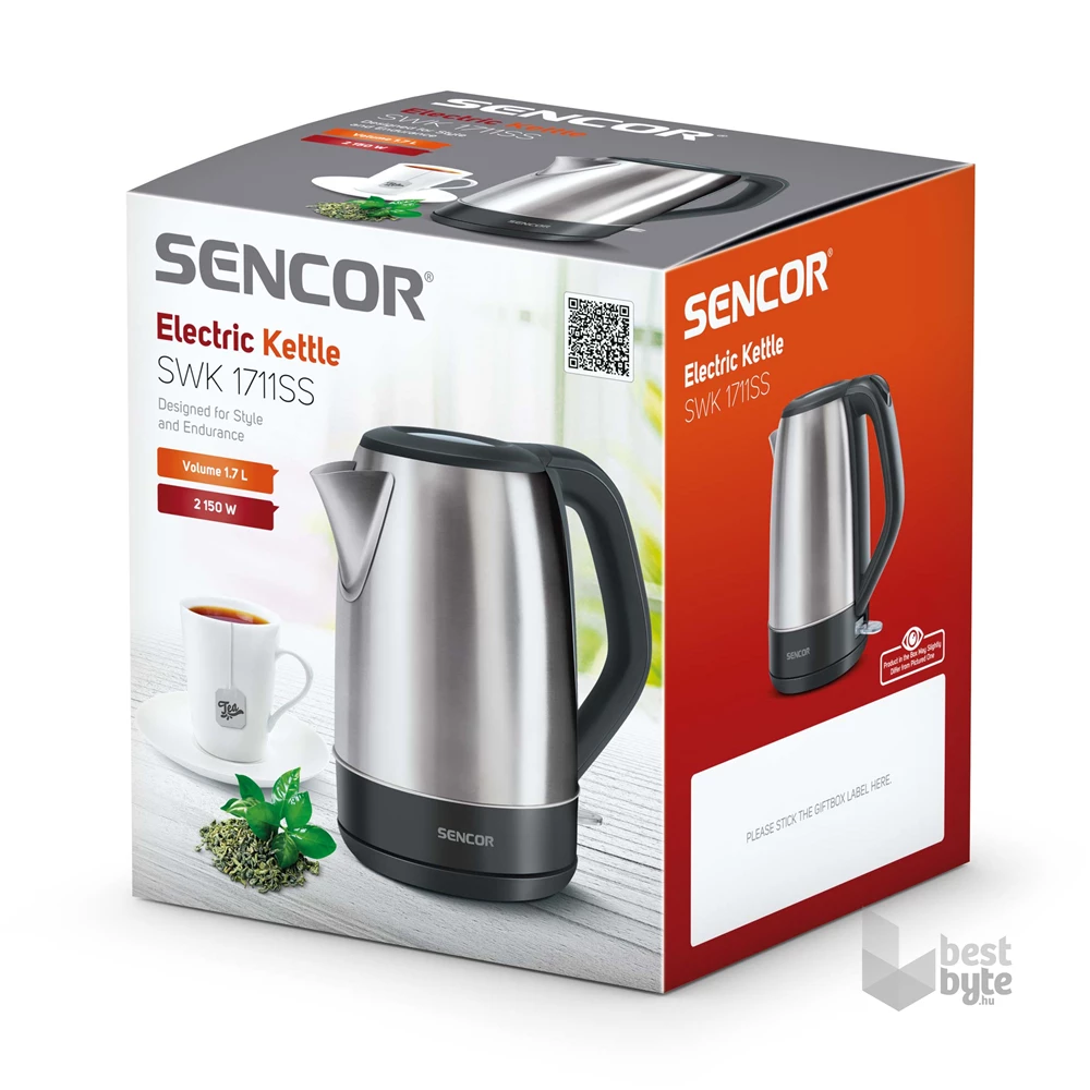 Sencor SWK 1711SS 1,7L-es inox-fekete vízforraló