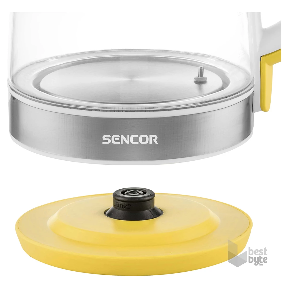 Sencor SWK 2196YL 2L-es inox-sárga üveg vízforraló