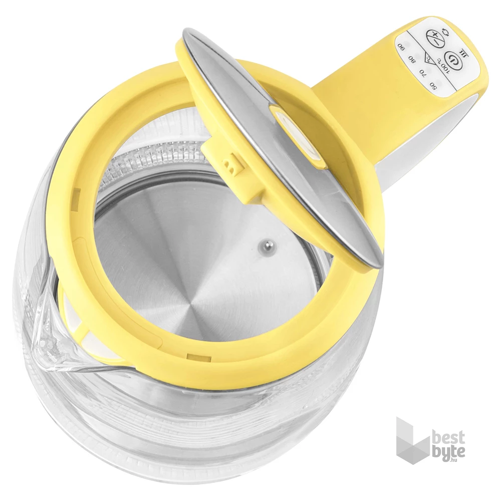 Sencor SWK 2196YL 2L-es inox-sárga üveg vízforraló