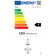 Sharp SJ-LC11CTXWF-EU fehér, egyajtós, Hűtő:396L, hűtőszekrény