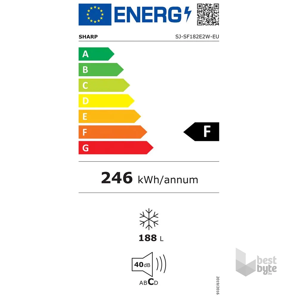 Sharp SJ-SF182E2W-EU fehér, Fagyasztó:188L, fagyasztószekrény