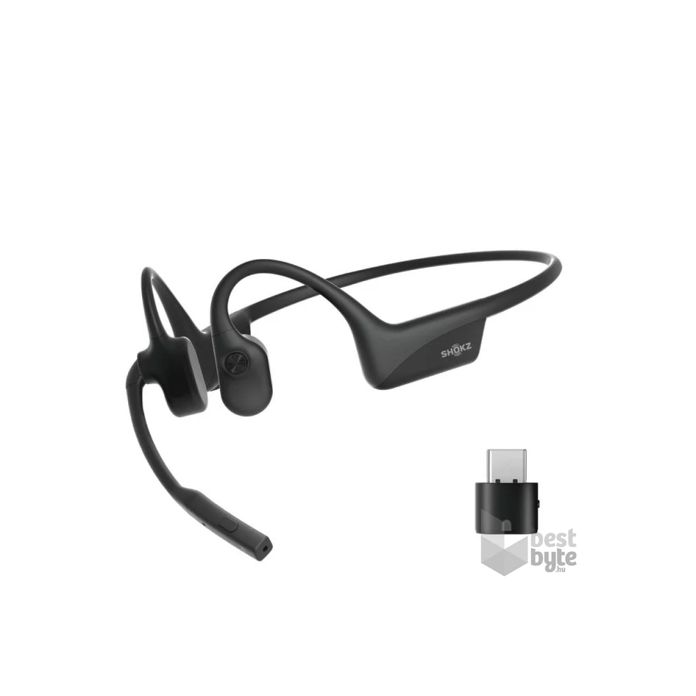 Shokz OpenComm2 csontvezetéses Bluetooth fekete Open-Ear headset + USB-C adapter