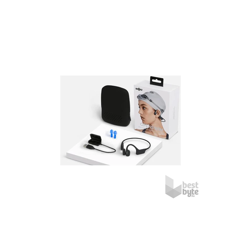 Shokz OpenSwim csontvezetéses vezeték nélküli fekete MP3 lejátszós Open-Ear fejhallgató