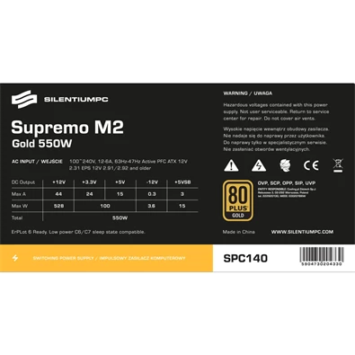 SilentiumPC Supremo M2 Gold 550W ATX tápegység