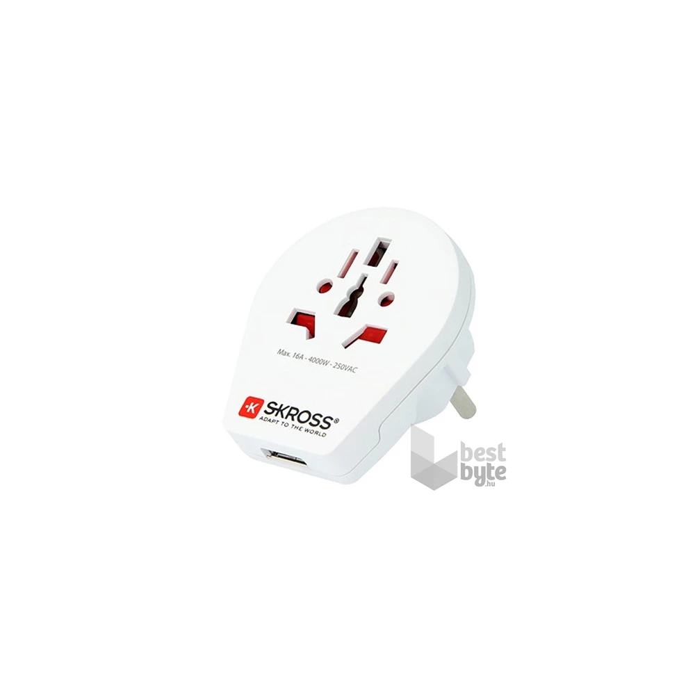 Skross 1.500260 240V/16A US/UK/IT/AUS - EU fehér utazó adapter