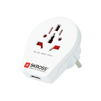 Skross 1.500260 240V/16A US/UK/IT/AUS - EU fehér utazó adapter