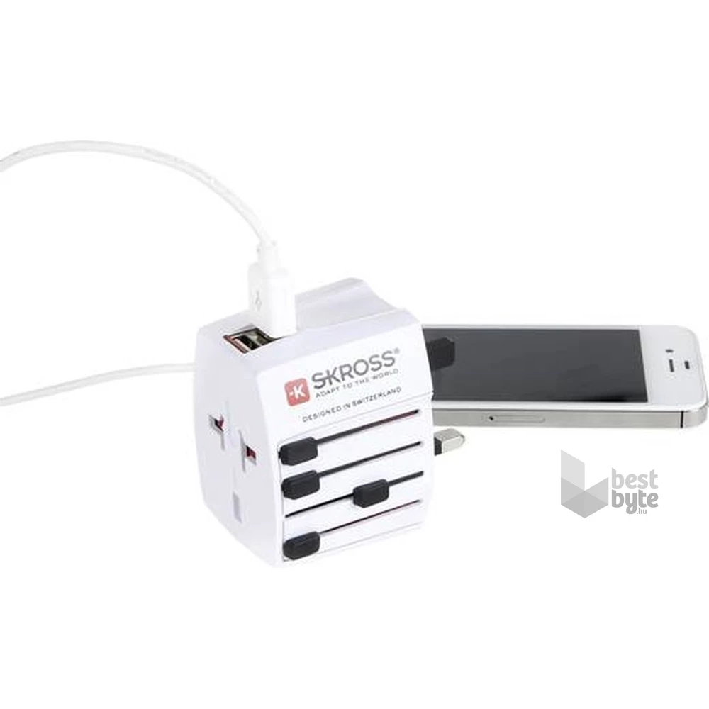 SKROSS MUV USB 2400mA, hálózati csatlakozó átalakító, beépített USB töltővel