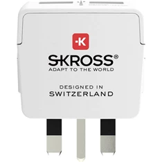 SKROSS csatlakozó átalakító az Egyesült Királyságba, beépített USB töltővel