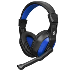 Snopy SN-633 (mikrofon, 3.5mm jack, hangerőszabályzó, nagy-párnás, 1.8m kábel) fekete-kék headset