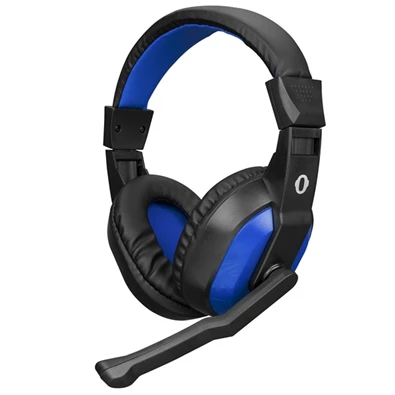 Snopy SN-633 (mikrofon, 3.5mm jack, hangerőszabályzó, nagy-párnás, 1.8m kábel) fekete-kék headset