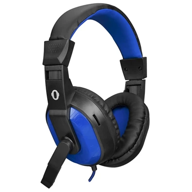Snopy SN-633 (mikrofon, 3.5mm jack, hangerőszabályzó, nagy-párnás, 1.8m kábel) fekete-kék headset