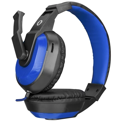 Snopy SN-633 (mikrofon, 3.5mm jack, hangerőszabályzó, nagy-párnás, 1.8m kábel) fekete-kék headset
