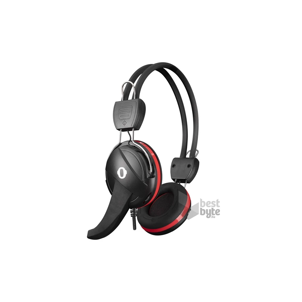 Snopy SN-88A (mikrofon, 3.5mm jack, hangerőszabályzó, nagy-párnás, 1.8m kábel) fekete-piros headset