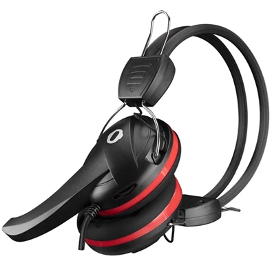 Snopy SN-88A (mikrofon, 3.5mm jack, hangerőszabályzó, nagy-párnás, 1.8m kábel) fekete-piros headset
